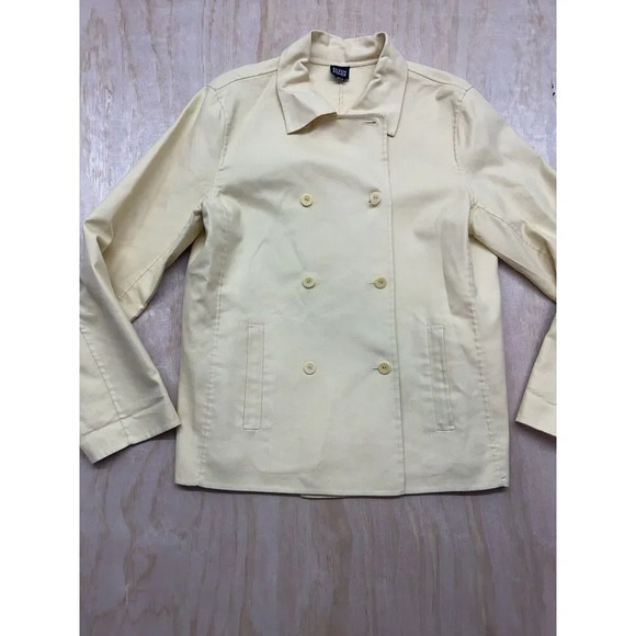 Eileen Fisher Stretch Cotton Yellow Double Breasted Jacket Blazer- Size Large L - Picture 1 of 8